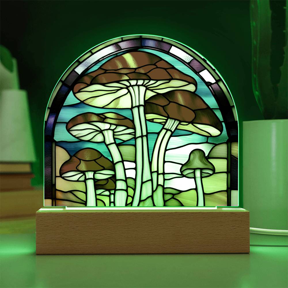 Magic Mushroom Acrylic Dome Stained Glass Designed Display with LED for Lamp or Night Light