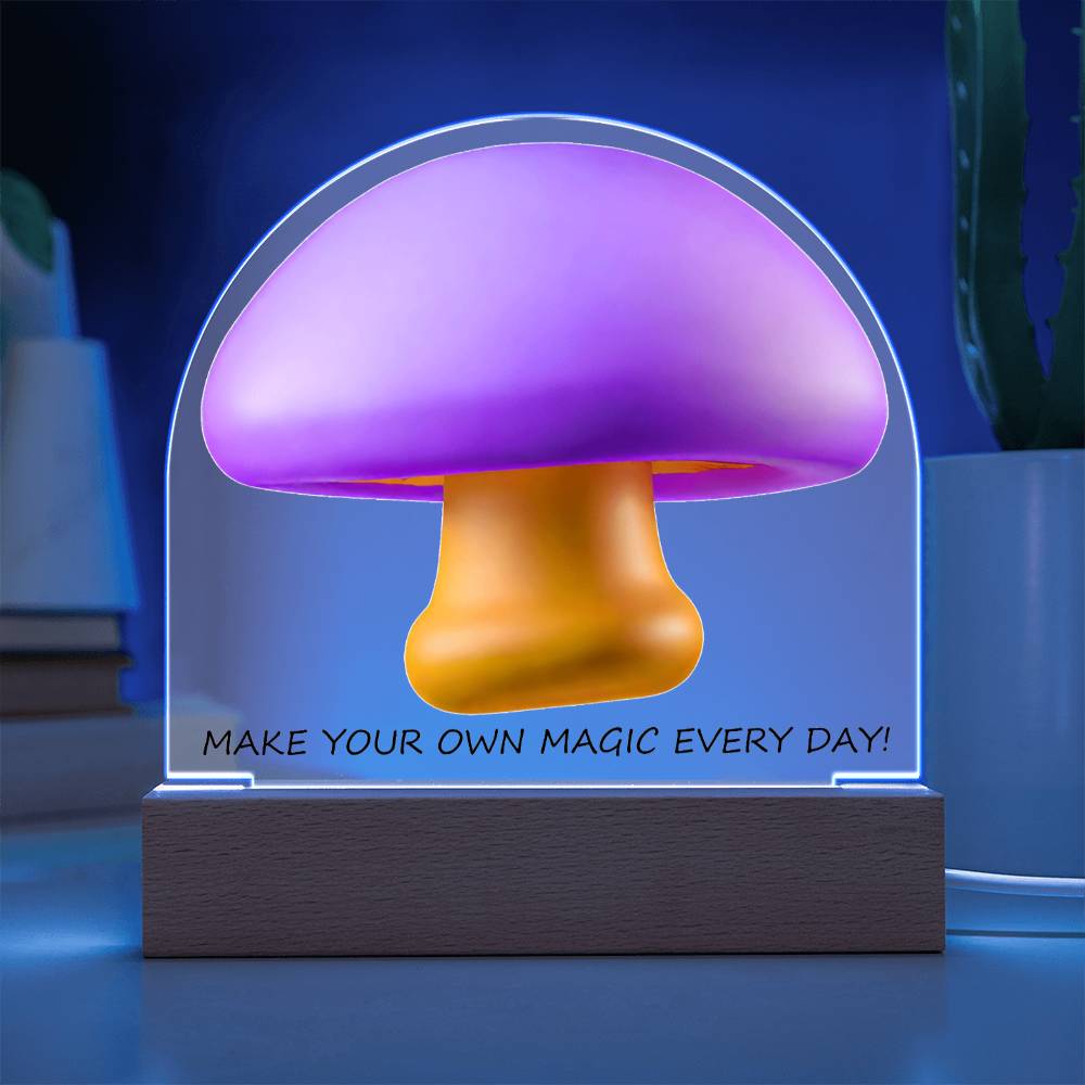 Motivational Magic Mushroom Acrylic Dome Display with LED for Lamp or Night Light