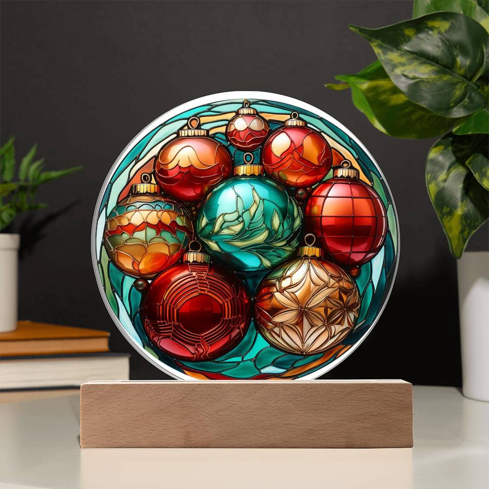 Christmas Balls - Acrylic Circle Plaque with Available LED Night Light