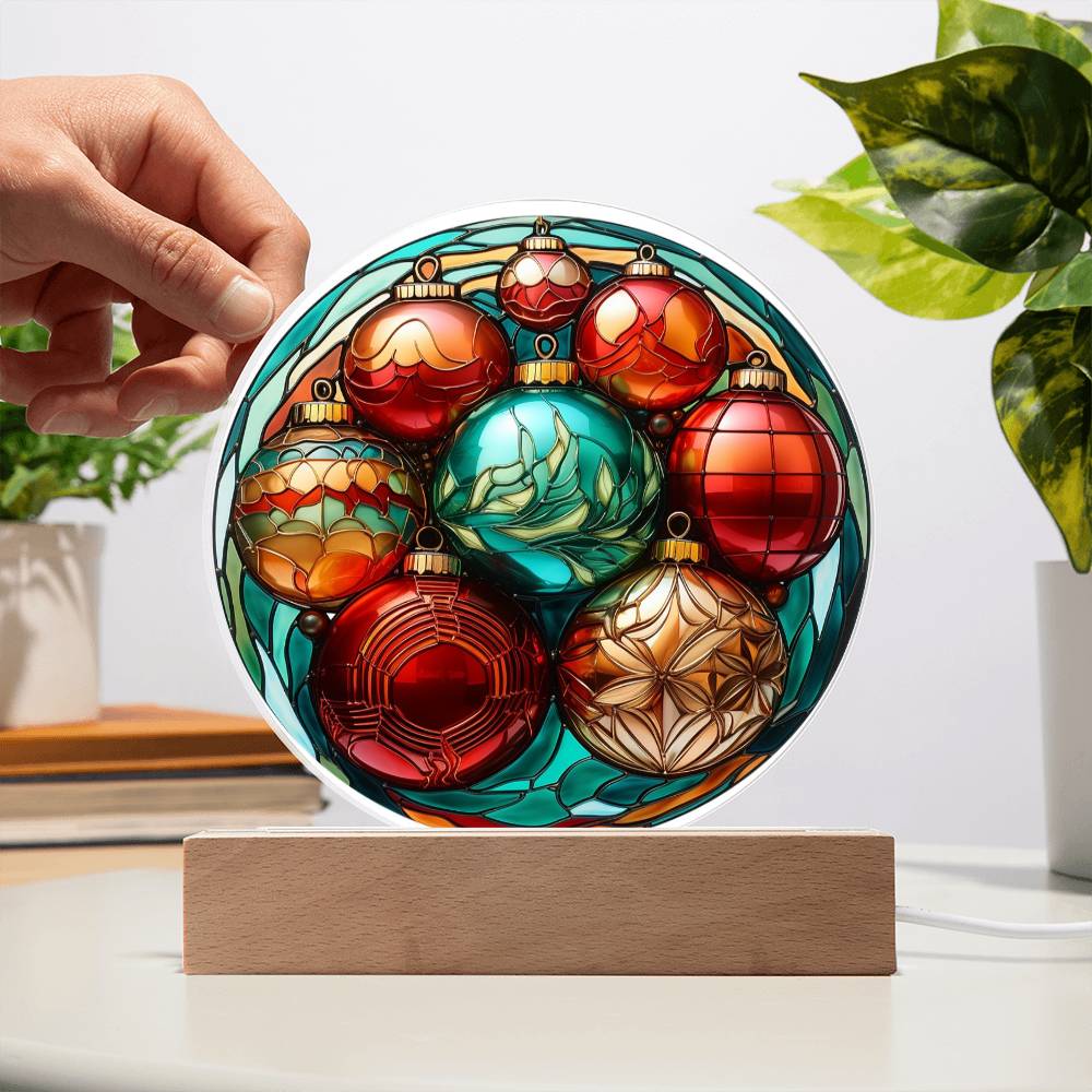 Christmas Balls - Acrylic Circle Plaque with Available LED Night Light