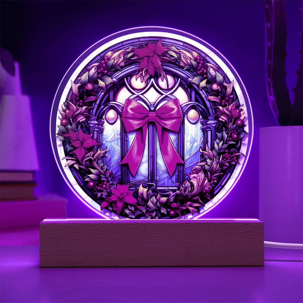 Christmas Wreath Acrylic Circle Plaque with LED Home Decor Gift