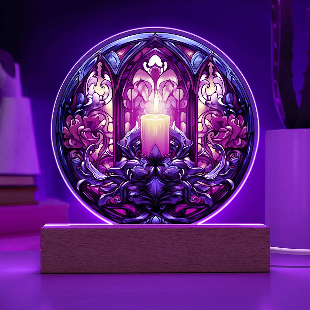 Warm Candle Acrylic Circle Plaque with LED Christmas Gift