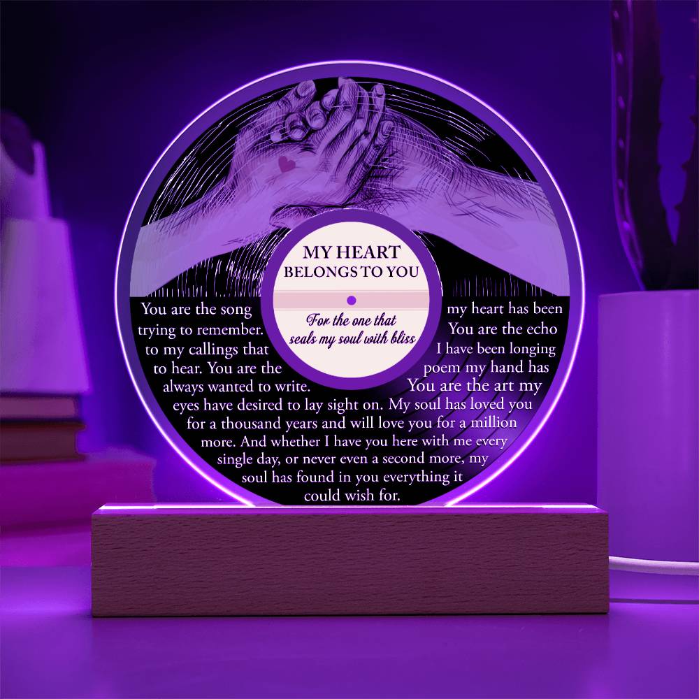 Soulmate -Belongs To You- LED Acrylic Plaque Table Top Display