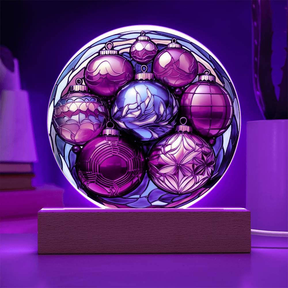 Christmas Balls - Acrylic Circle Plaque with Available LED Night Light