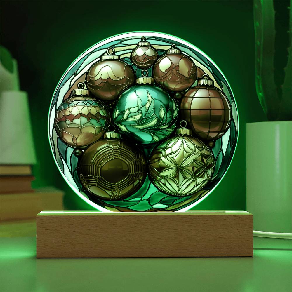 Christmas Balls - Acrylic Circle Plaque with Available LED Night Light