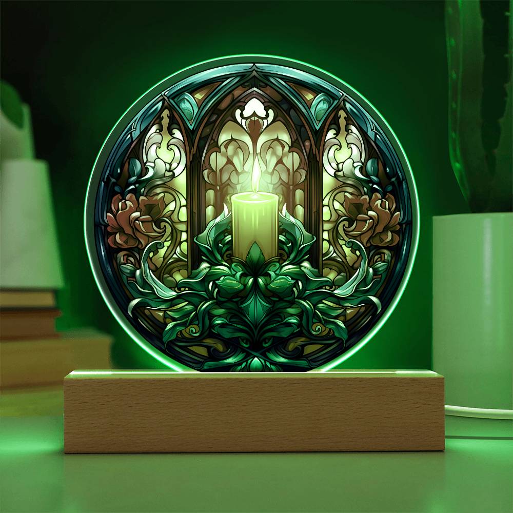 Warm Candle Acrylic Circle Plaque with LED Christmas Gift