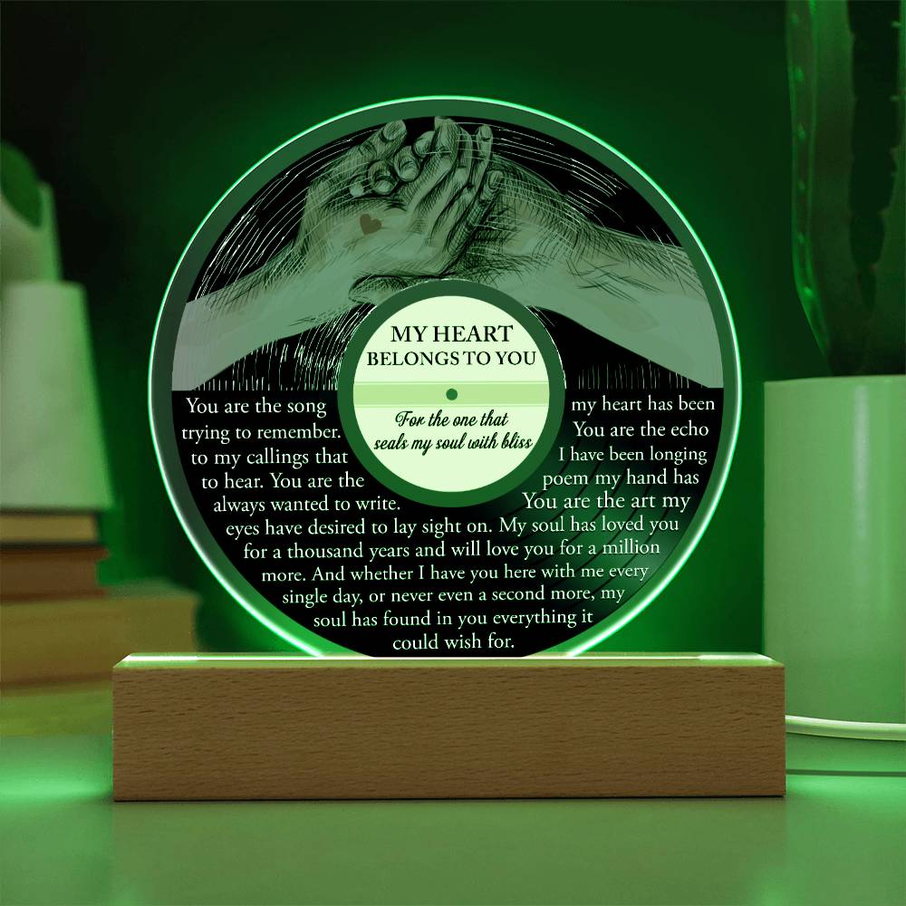 Soulmate -Belongs To You- LED Acrylic Plaque Table Top Display