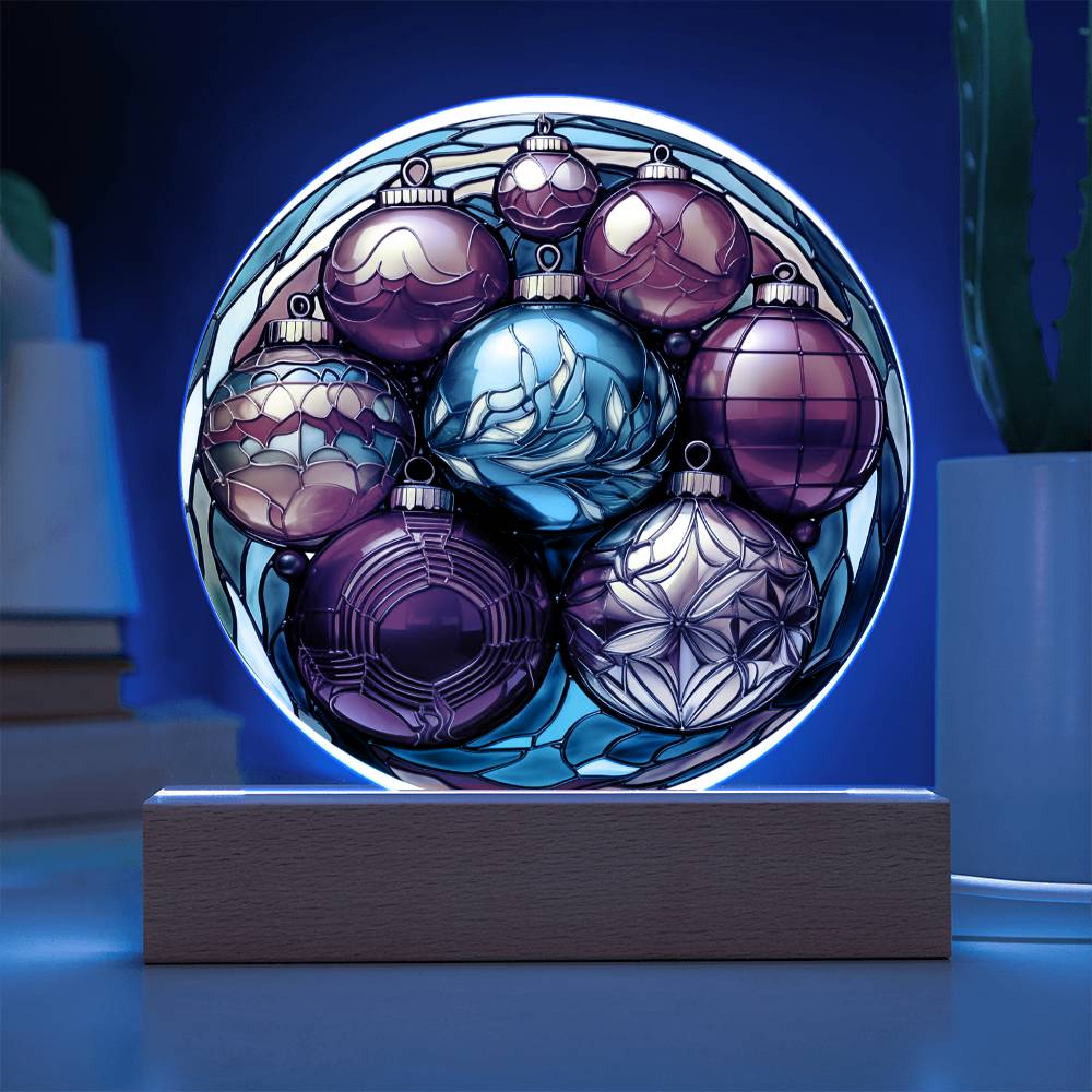 Christmas Balls - Acrylic Circle Plaque with Available LED Night Light