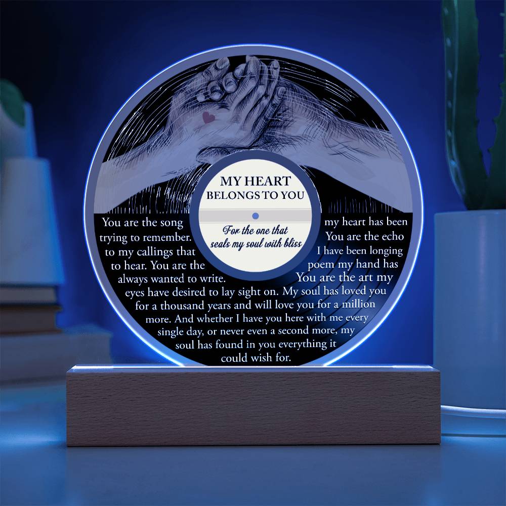 Soulmate -Belongs To You- LED Acrylic Plaque Table Top Display