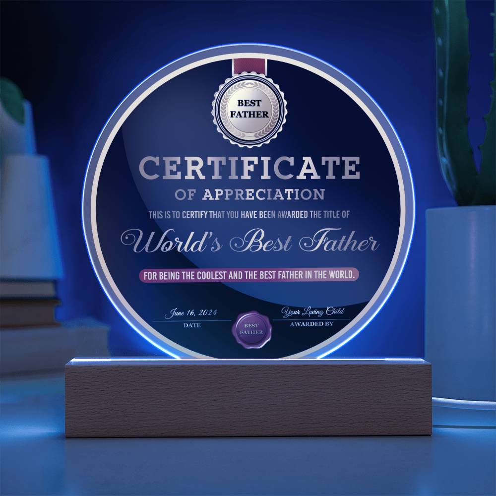 Dad Gift-The Best Father-Round Acrylic Plaque