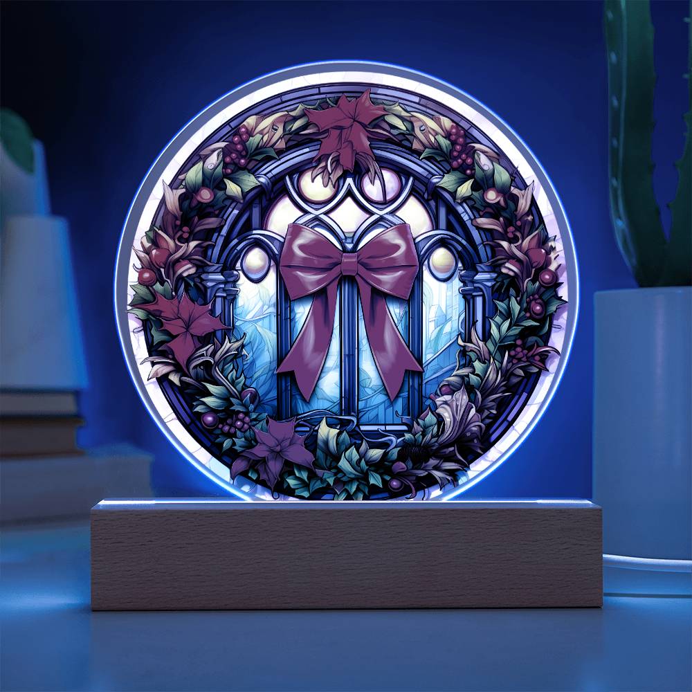 Christmas Wreath Acrylic Circle Plaque with LED Home Decor Gift