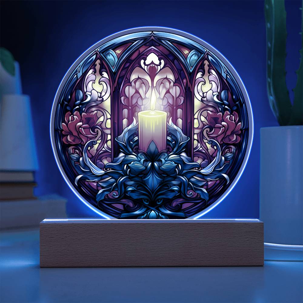 Warm Candle Acrylic Circle Plaque with LED Christmas Gift