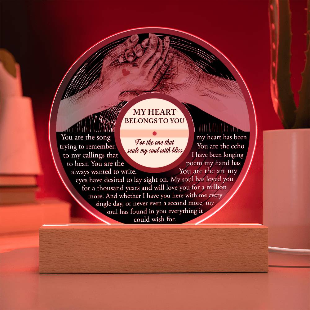 Soulmate -Belongs To You- LED Acrylic Plaque Table Top Display