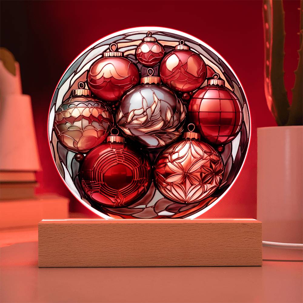 Christmas Balls - Acrylic Circle Plaque with Available LED Night Light