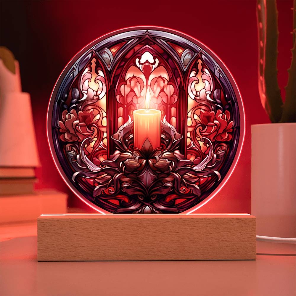 Warm Candle Acrylic Circle Plaque with LED Christmas Gift