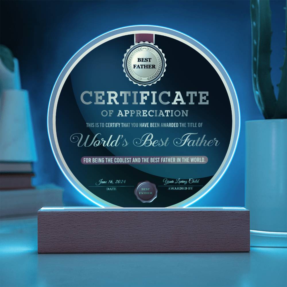 Dad Gift-The Best Father-Round Acrylic Plaque