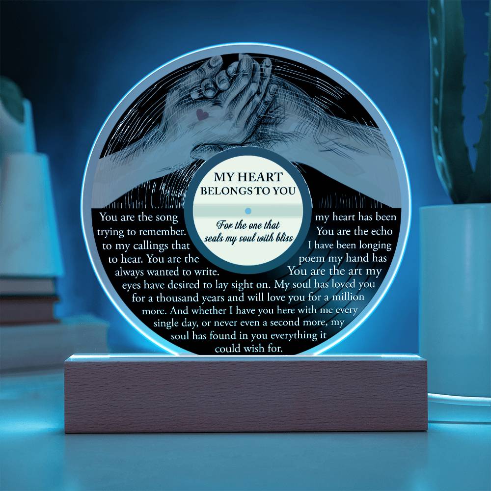 Soulmate -Belongs To You- LED Acrylic Plaque Table Top Display