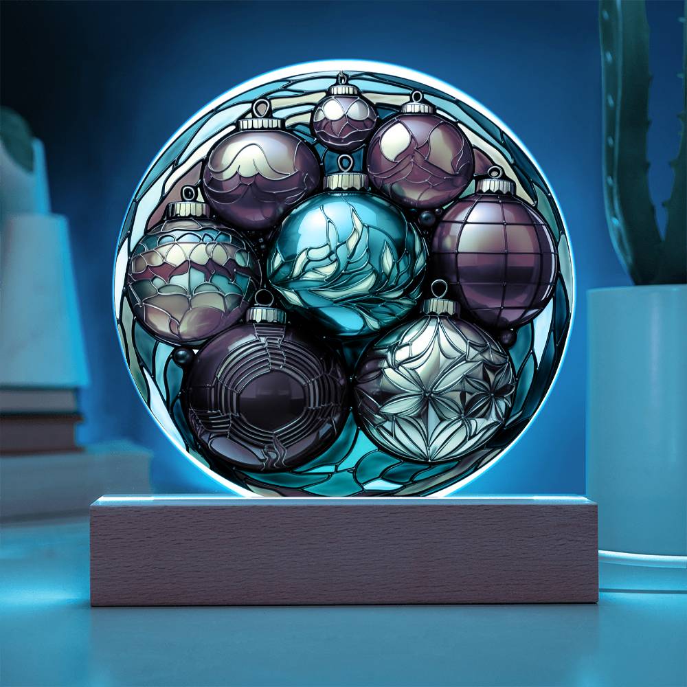 Christmas Balls - Acrylic Circle Plaque with Available LED Night Light