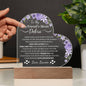 Boyfriends Mom Gift - Kind and Loving - Acrylic Circle Plaque Table Top Display with LED