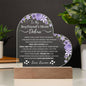 Boyfriends Mom Gift - Kind and Loving - Acrylic Circle Plaque Table Top Display with LED