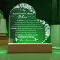 Boyfriends Mom Gift - I Cherish You - Acrylic Circle Plaque Table Top Display with LED