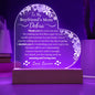 Boyfriends Mom Gift - I Cherish You - Acrylic Circle Plaque Table Top Display with LED