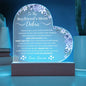 Boyfriends Mom Gift - Kind and Loving - Acrylic Circle Plaque Table Top Display with LED