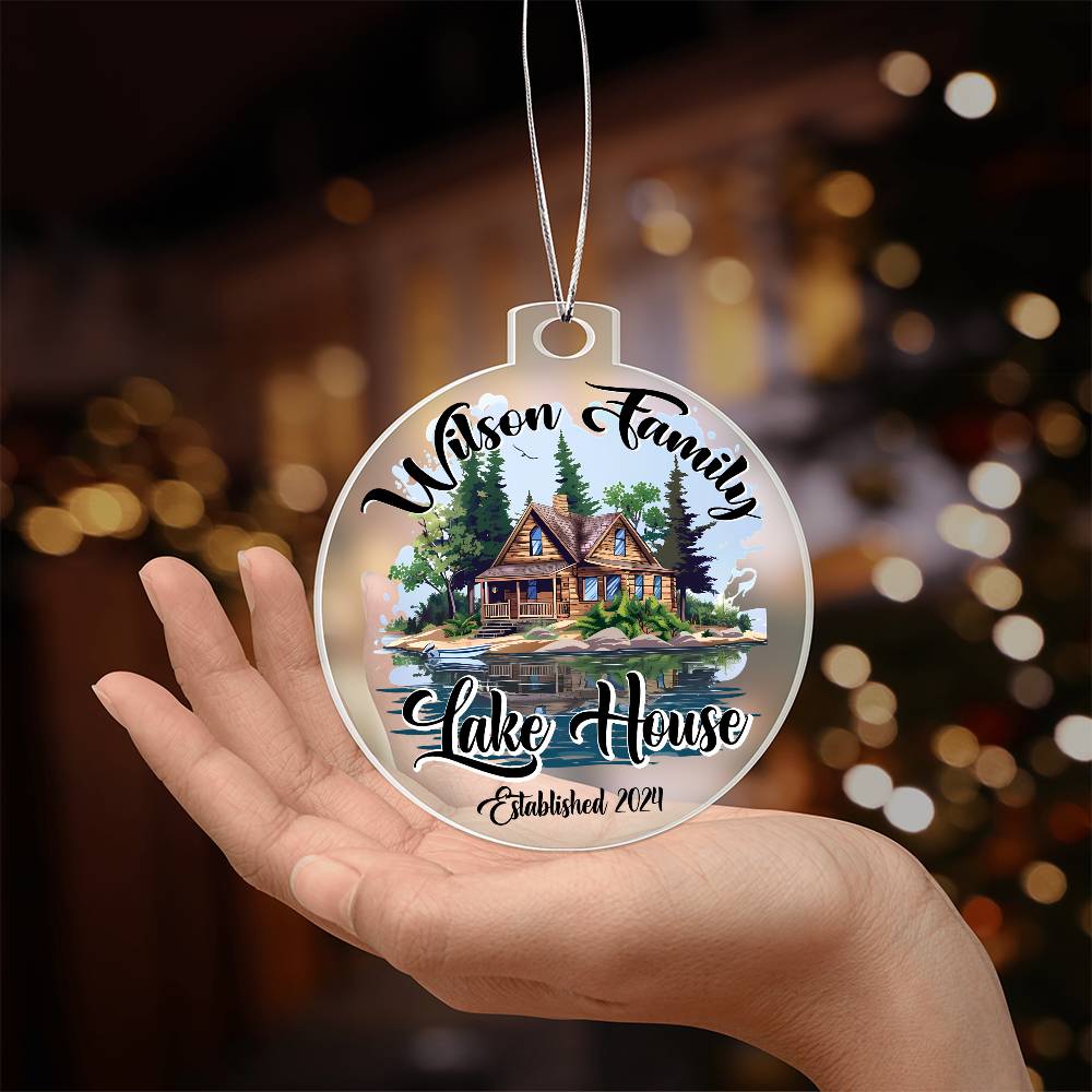 Personalized Lake House Christmas Ornament, Custom Name Lake House Christmas Decor, Cottage Christmas Ornament, Christmas Stocking Stuffers