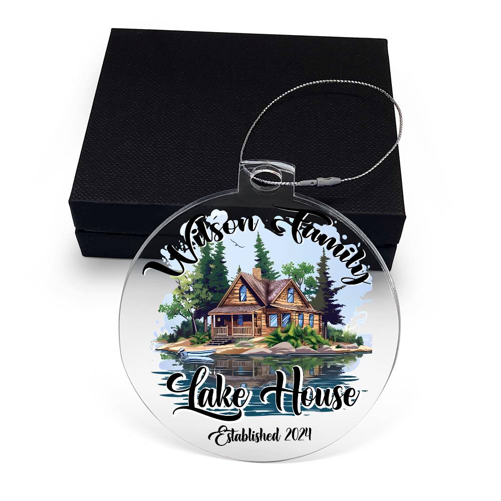 Personalized Lake House Christmas Ornament, Custom Name Lake House Christmas Decor, Cottage Christmas Ornament, Christmas Stocking Stuffers