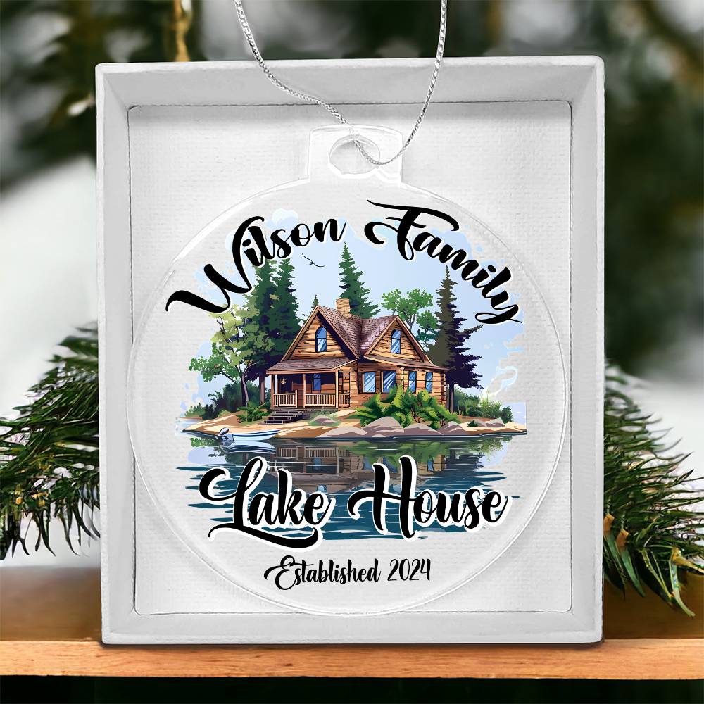 Personalized Lake House Christmas Ornament, Custom Name Lake House Christmas Decor, Cottage Christmas Ornament, Christmas Stocking Stuffers