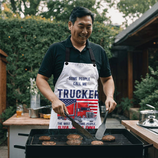 Trucker - Mens BBQ Apron - Personalized - Some people call me