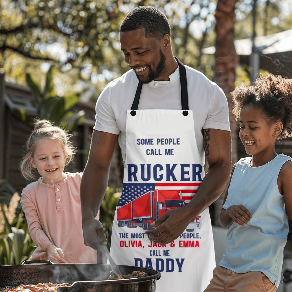 Trucker - Mens BBQ Apron - Personalized - Some people call me