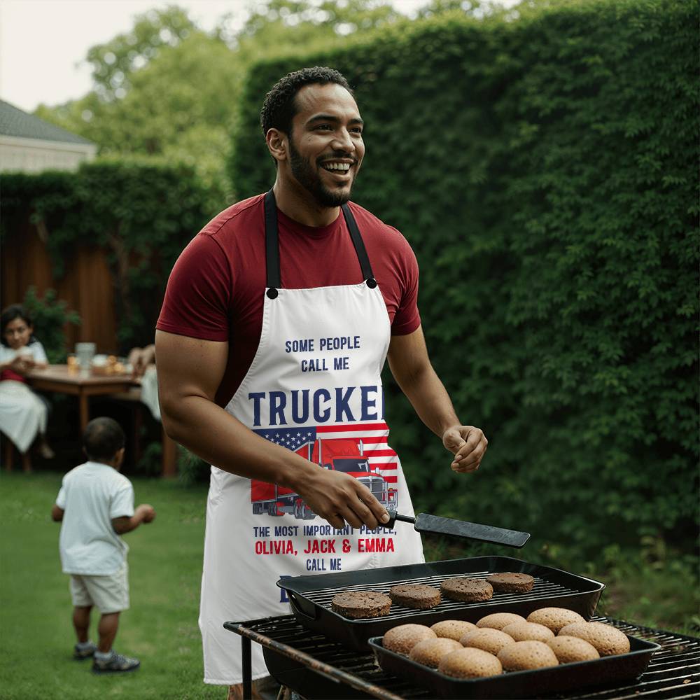 Trucker - Mens BBQ Apron - Personalized - Some people call me