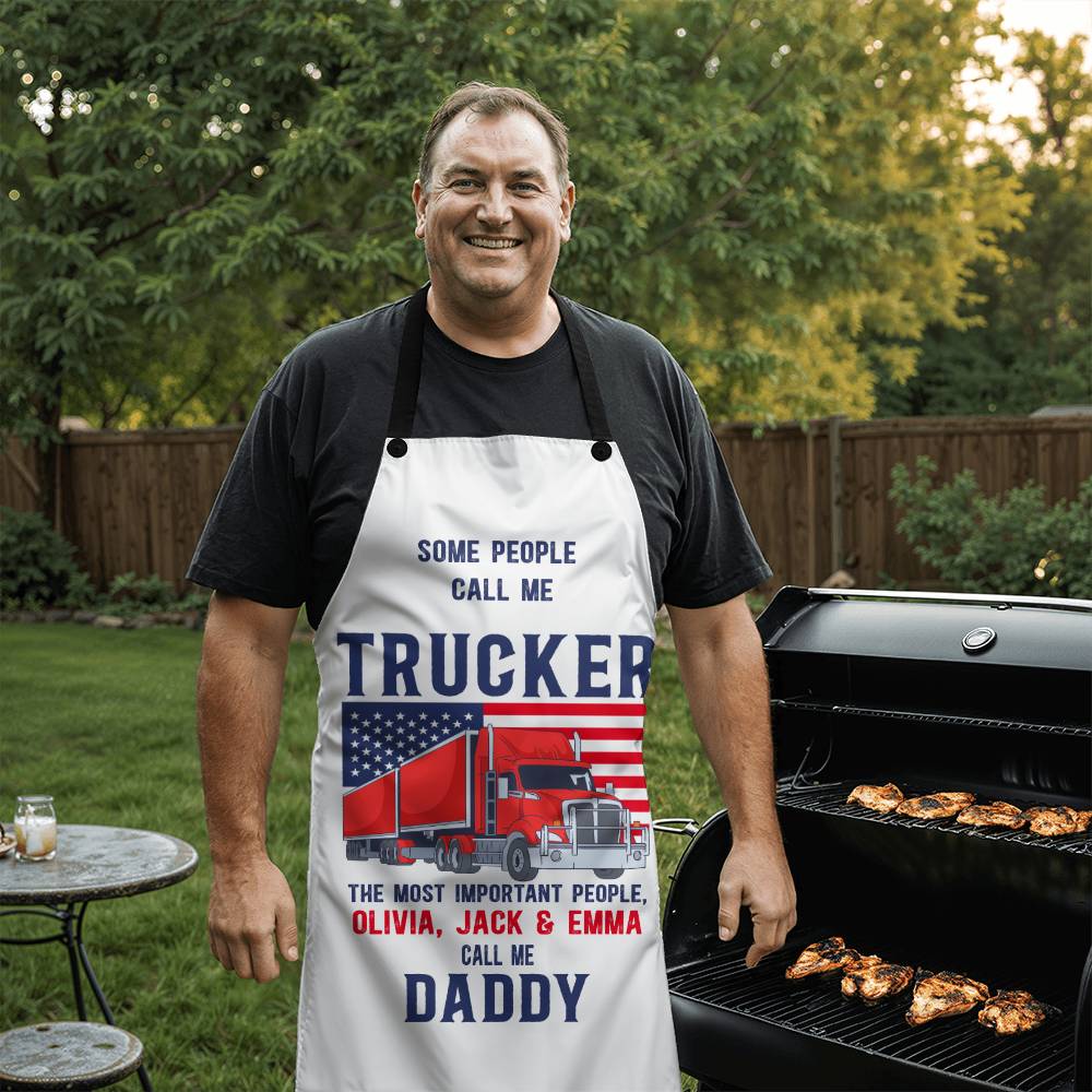 Trucker - Mens BBQ Apron - Personalized - Some people call me