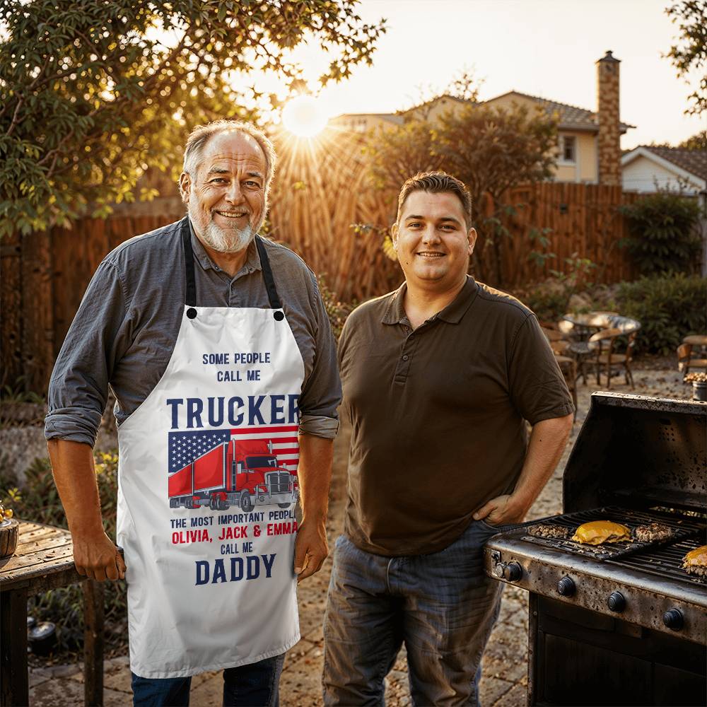 Trucker - Mens BBQ Apron - Personalized - Some people call me