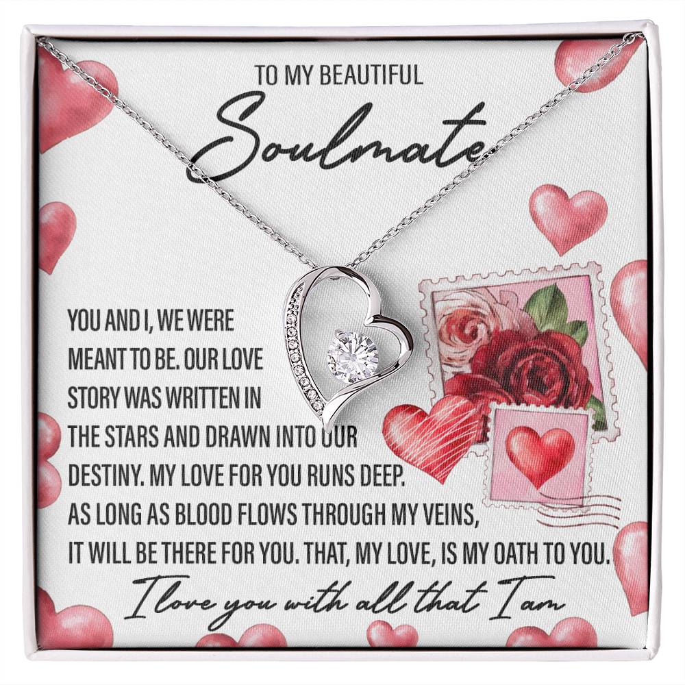 Soulmate Gift, Meant To Be, Forever Love Heart Necklace