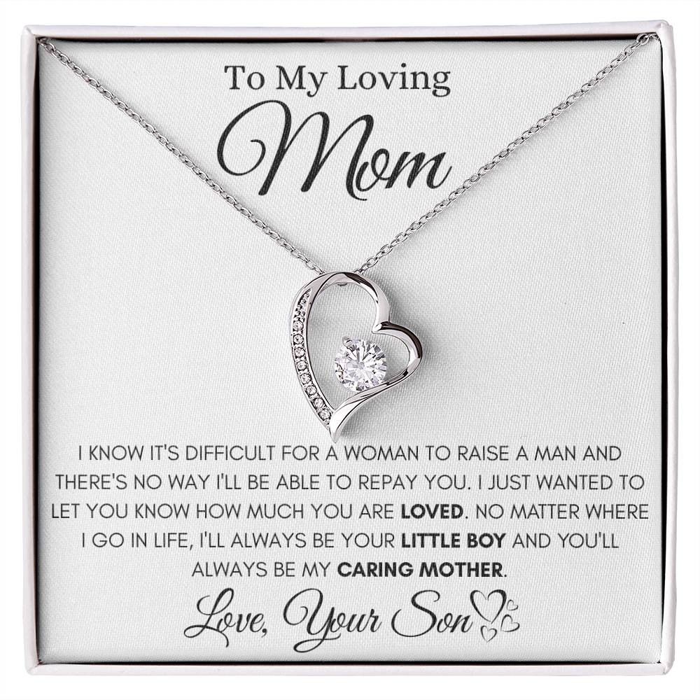 To My Mom From Her Son - Forever Love Heart Necklace -I'll Always Be Your Little Boy