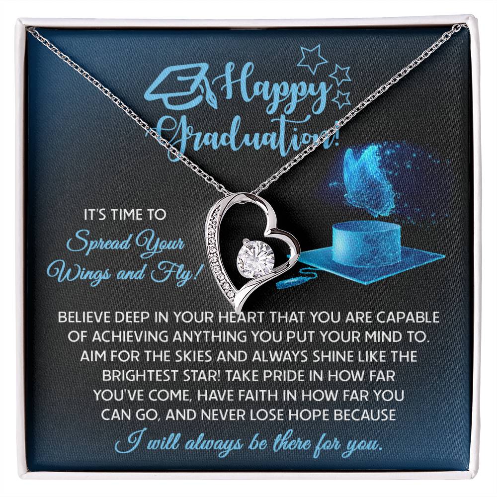 Her Graduation Gift -Spread Your Wings - Forever Love Heart Necklace