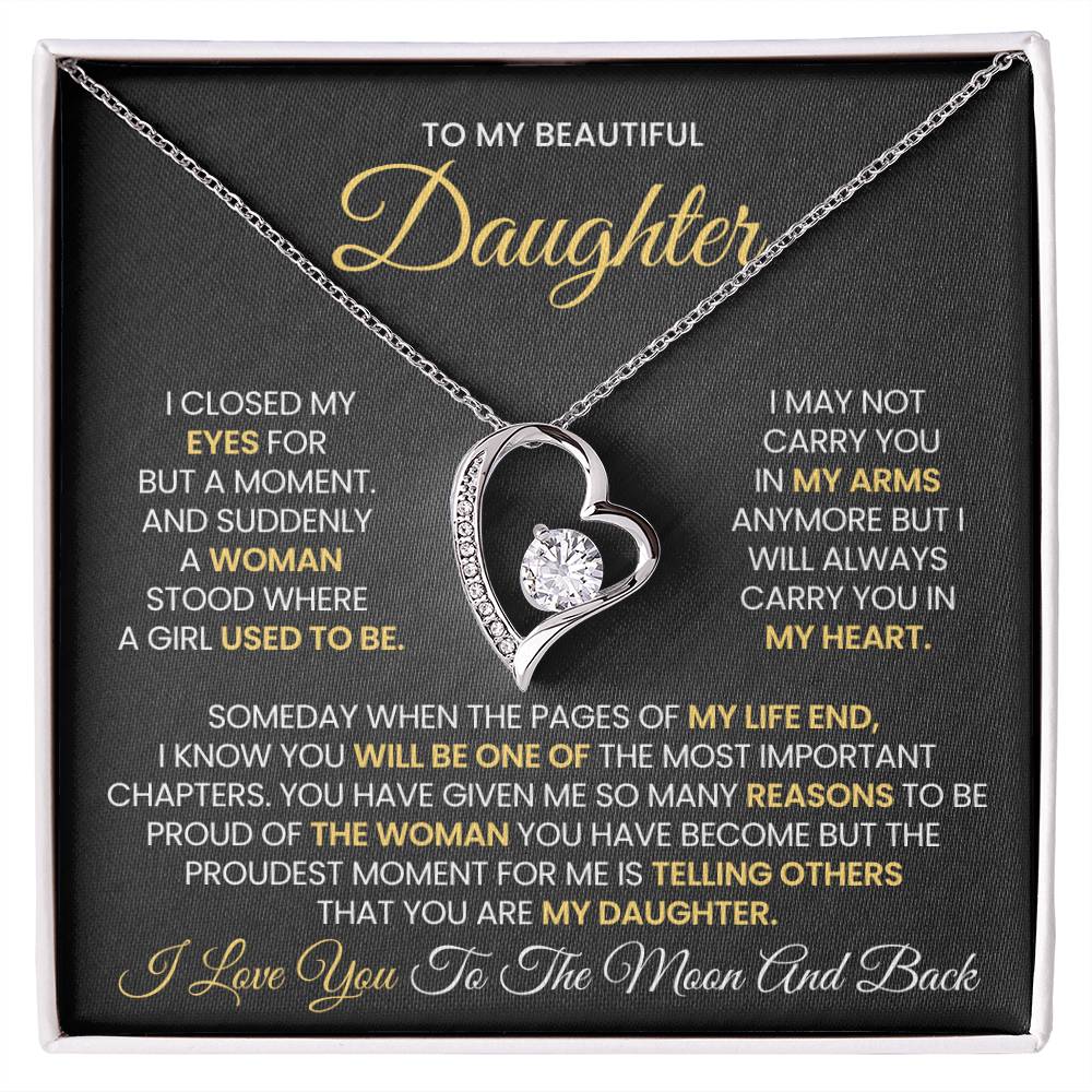 Daughter Jewelry Gift - Forever Love Necklace - I Will Always Carry You In My Heart