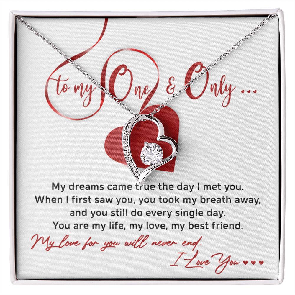 Soulmate Gift, My Love For You Will Never End, Forever Love Heart Necklace