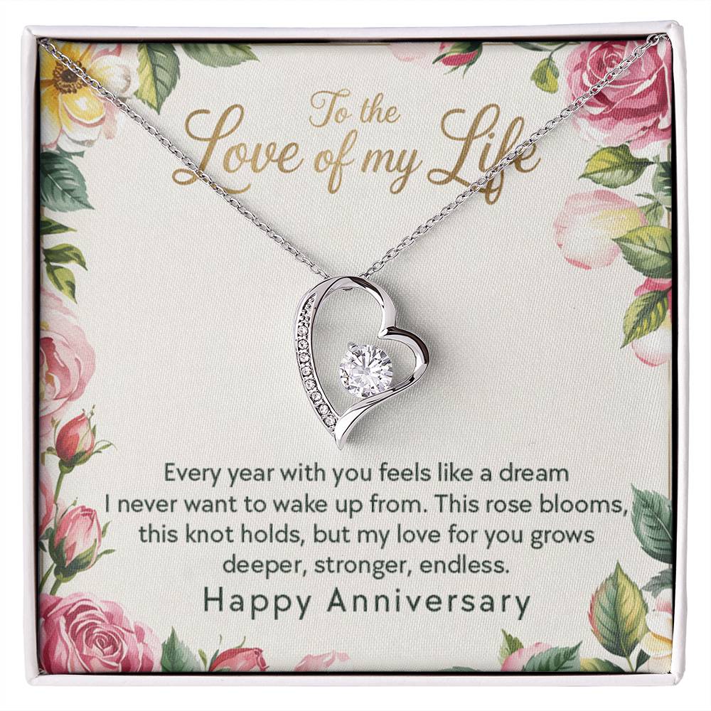 Wife Anniversary - Love Of My Life - Eternal Love Heart Necklace - Price Includes Free Shipping