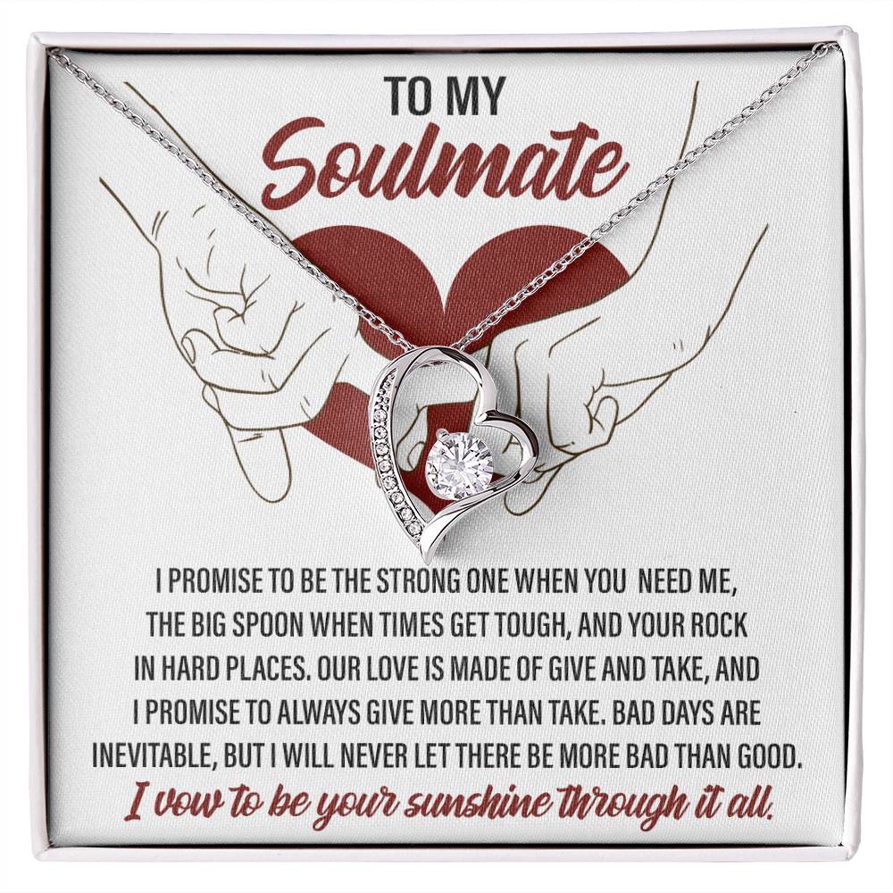 Soulmate -I  Promise To Be Strong - Forever Love Heart Necklace