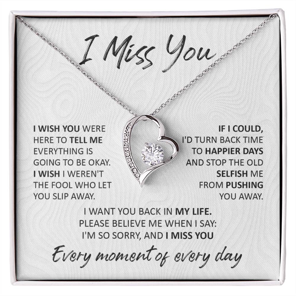 Soulmate -  I Miss You I Wish You Were Here - Forever Love Heart Necklace