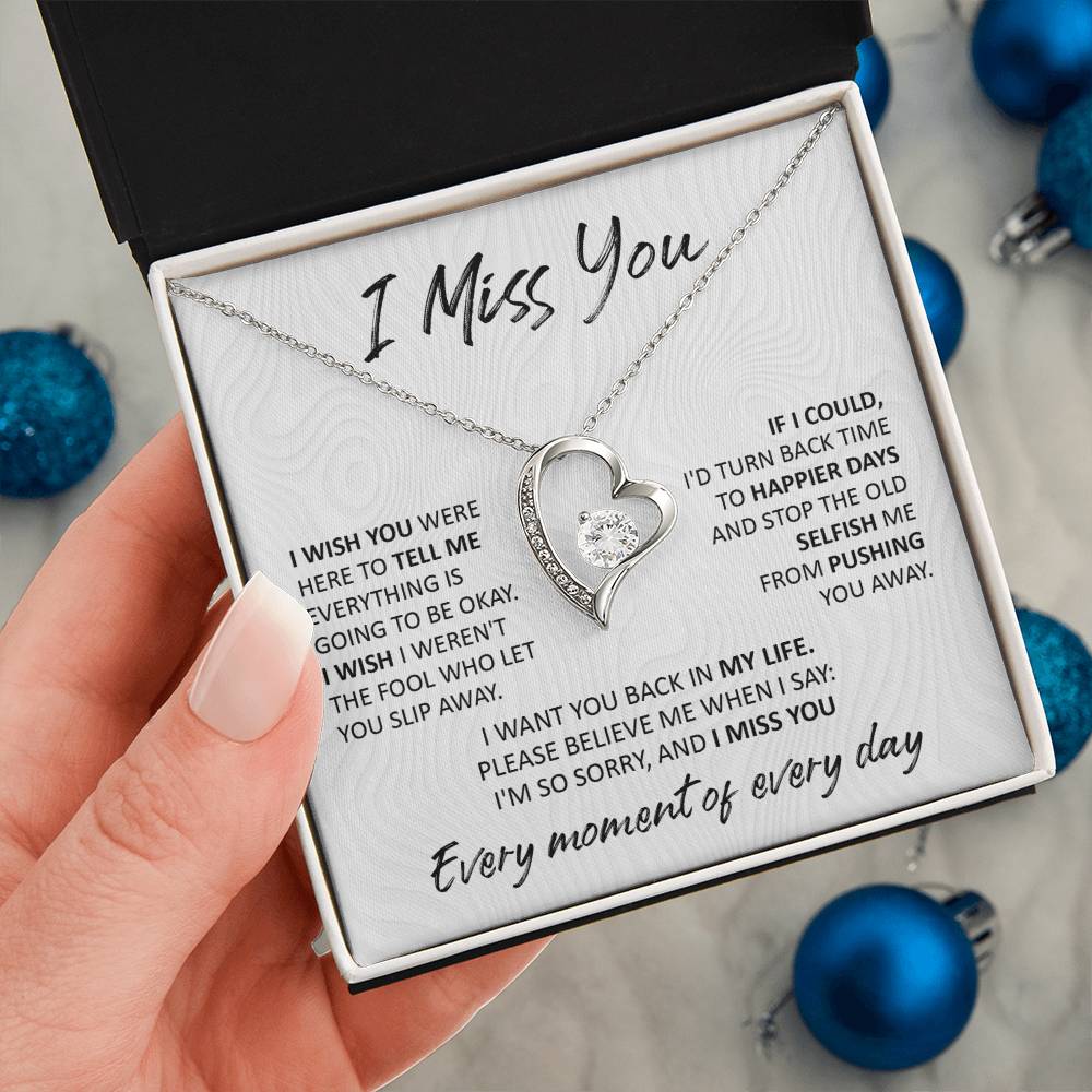 Soulmate -  I Miss You I Wish You Were Here - Forever Love Heart Necklace