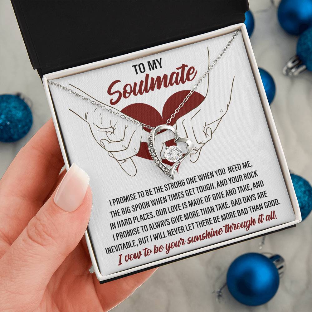 Soulmate -I  Promise To Be Strong - Forever Love Heart Necklace