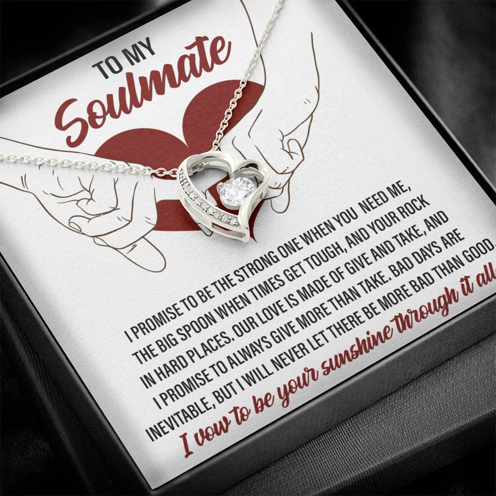 Soulmate -I  Promise To Be Strong - Forever Love Heart Necklace