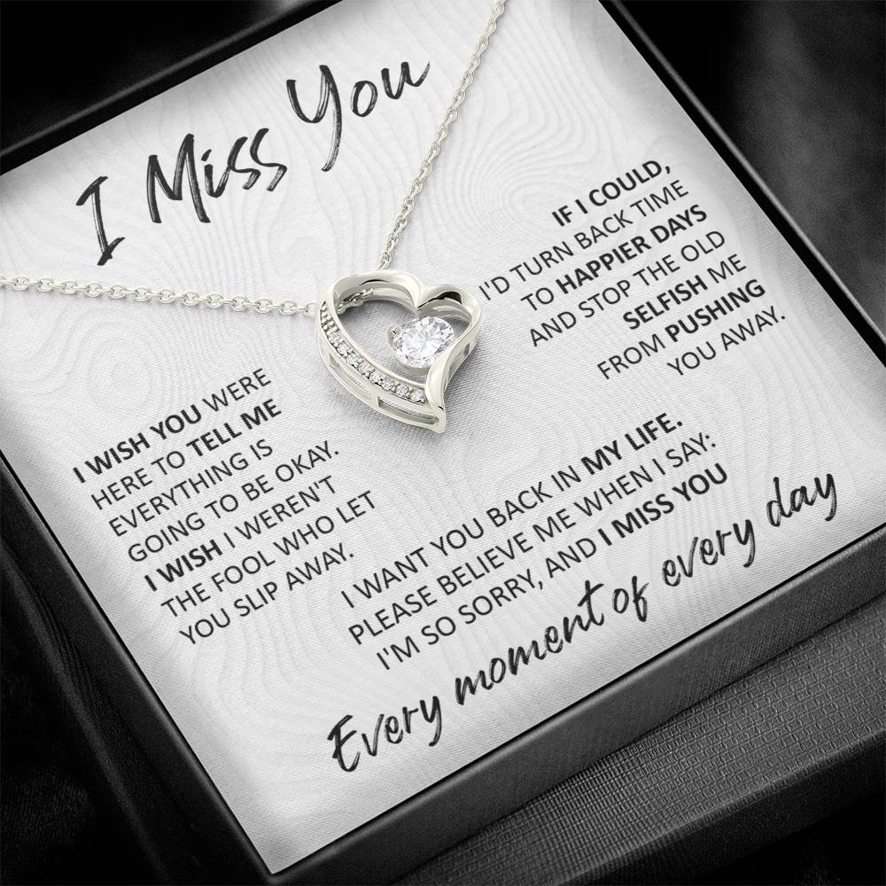 Soulmate -  I Miss You I Wish You Were Here - Forever Love Heart Necklace