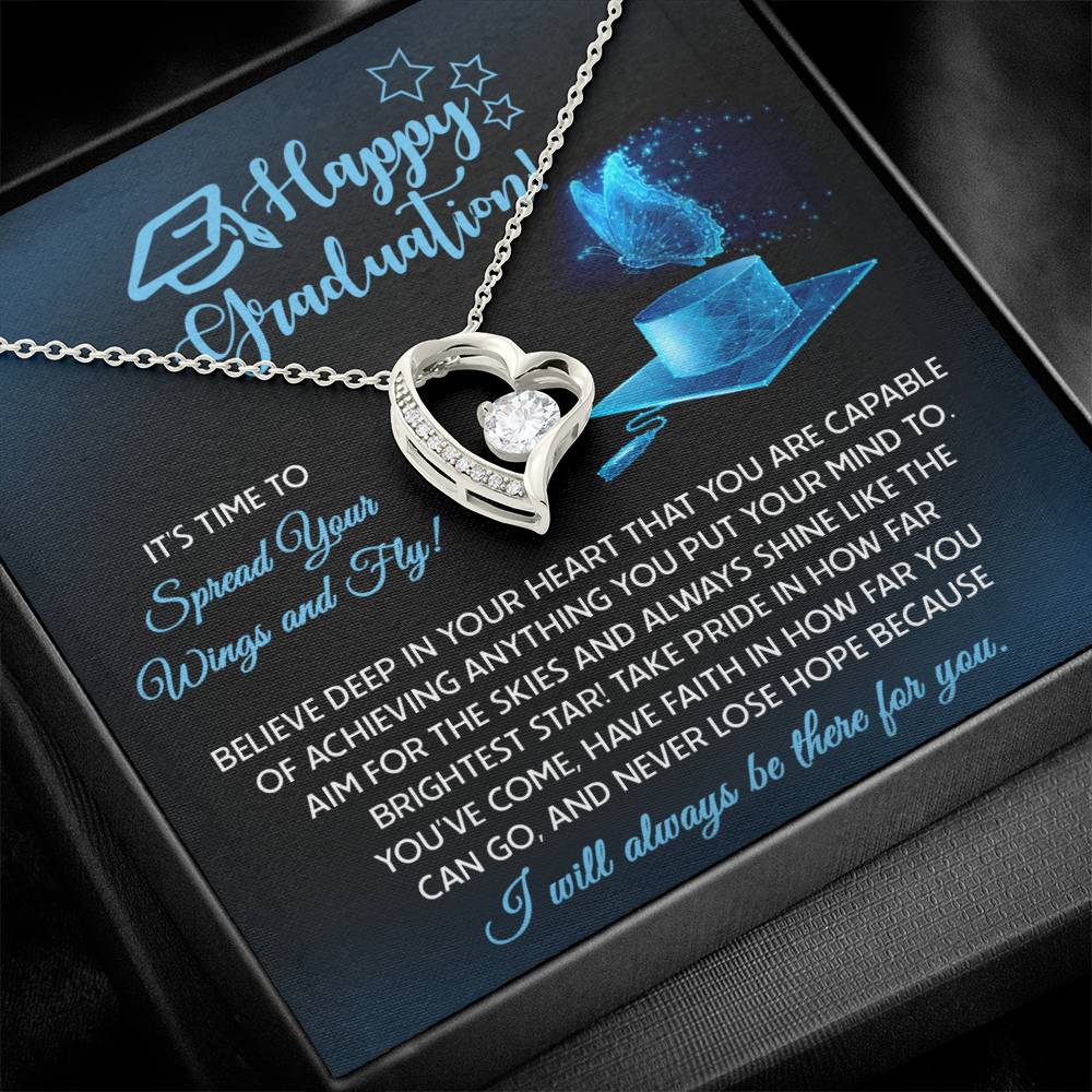 Her Graduation Gift -Spread Your Wings - Forever Love Heart Necklace