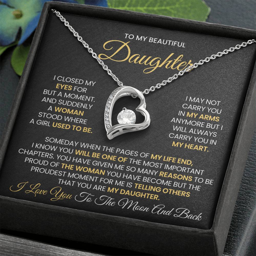 Daughter Jewelry Gift - Forever Love Necklace - I Will Always Carry You In My Heart