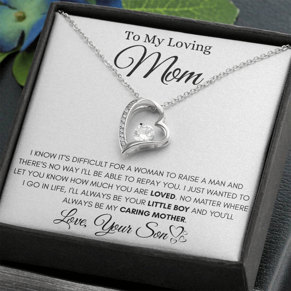 To My Mom From Her Son - Forever Love Heart Necklace -I'll Always Be Your Little Boy